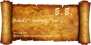 Bakó Borbála névjegykártya