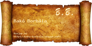 Bakó Borbála névjegykártya